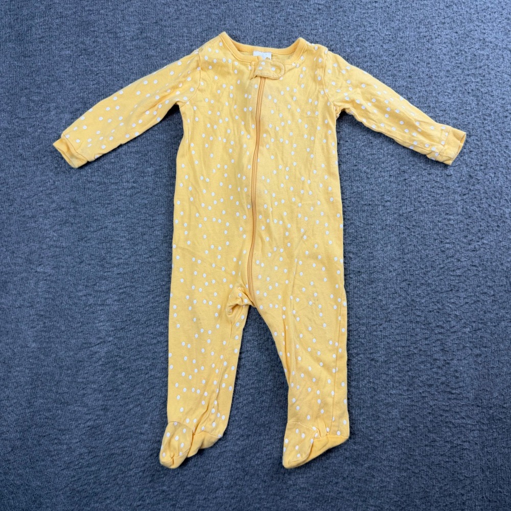 Onesies Brand Footed Sleeper Kids 3-6 Months Yellow Polka Dot Zip Up Pajamas